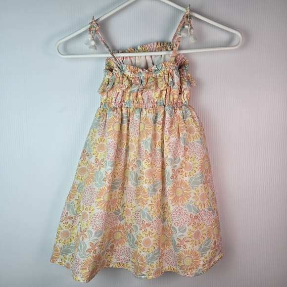 Tommy Bahama Girls Peach White Pink Sundress with Spaghetti Straps Size 5 Summer - Picture 2 of 12